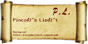Pinczés Lipót névjegykártya